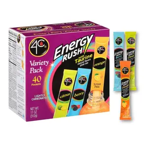 4C Energy Rush Stix, Variety 1 Pack, 40 Count, Single Serve Water Flavoring Packets, Sugar Free with Taurine, On the Go Bundle