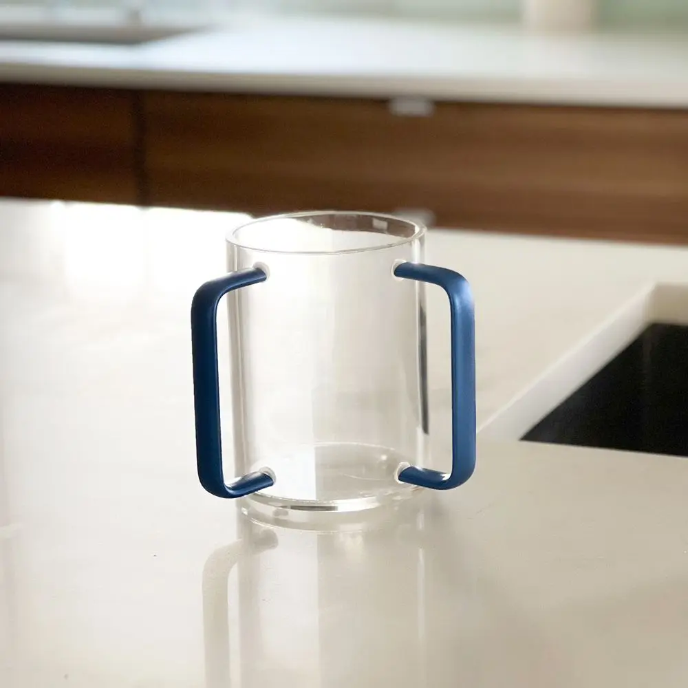 Bathroom Tumblers with Lucite Blue Handles, Multi-Pack Wash Cups for Home Bathroom Supplies