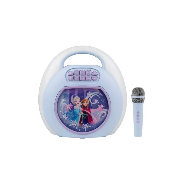Disney Frozen Theme Bluetooth Karaoke Machine for Kids Ages 5+ (5 Years and Up) - Wireless Mic, LED Lights, Built-in Li-ion Rechargeable Battery, Party Use, Ideal Gift