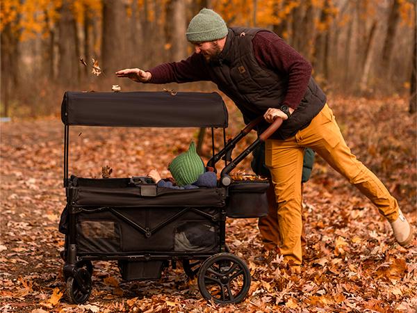 HARPPA Foldable 2 Seater Baby Stroller Wagon with Canopy & Mosquito Net, Stroller with Cup Holders & Stroage, All-Terrain Wheels, Adjustable Handle, For Outdoor & Beach, Baby Items