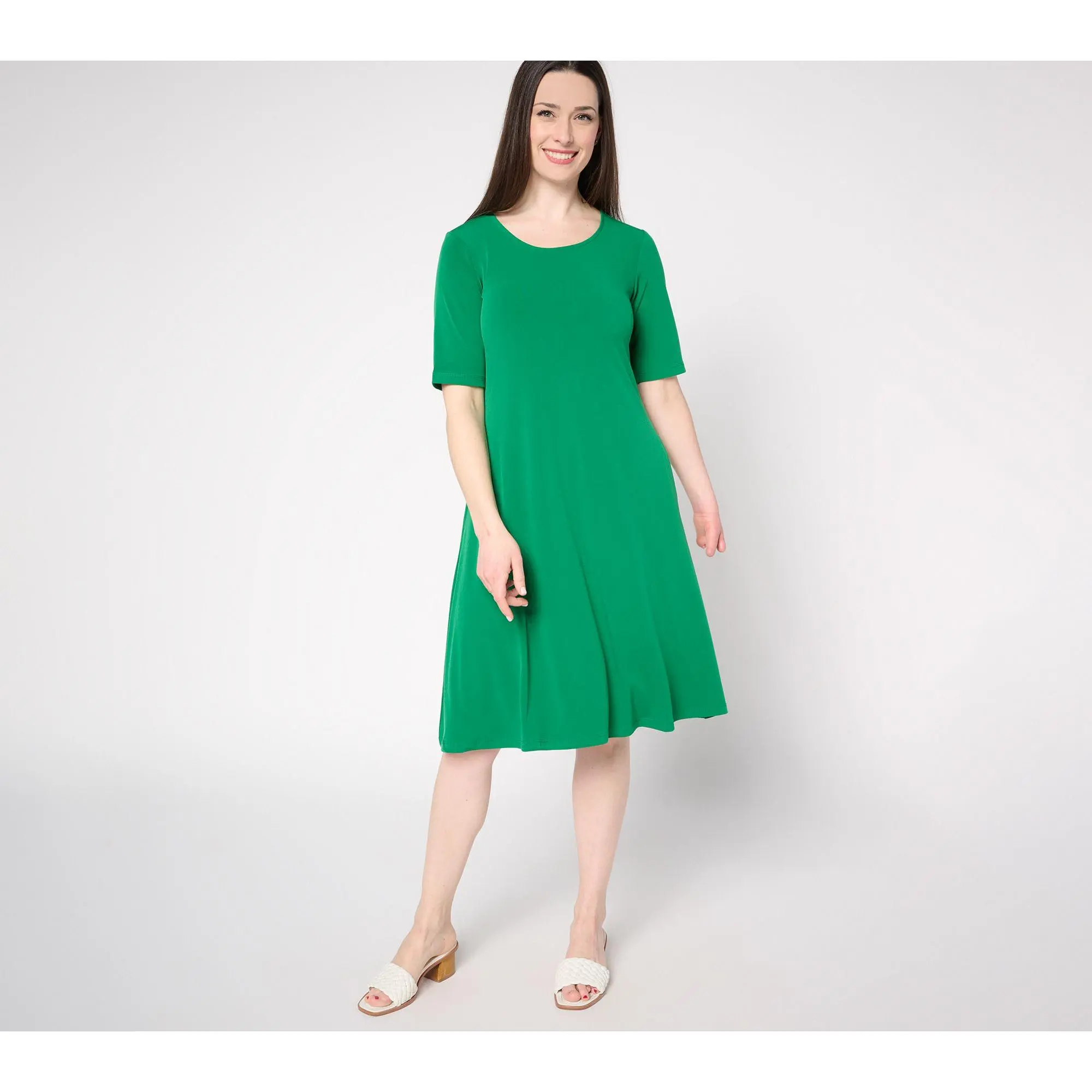 Susan Graver Petite Liquid Knit Fit & Flare Dress Susan Graver Petite Liquid Knit Fit & Flare Dress