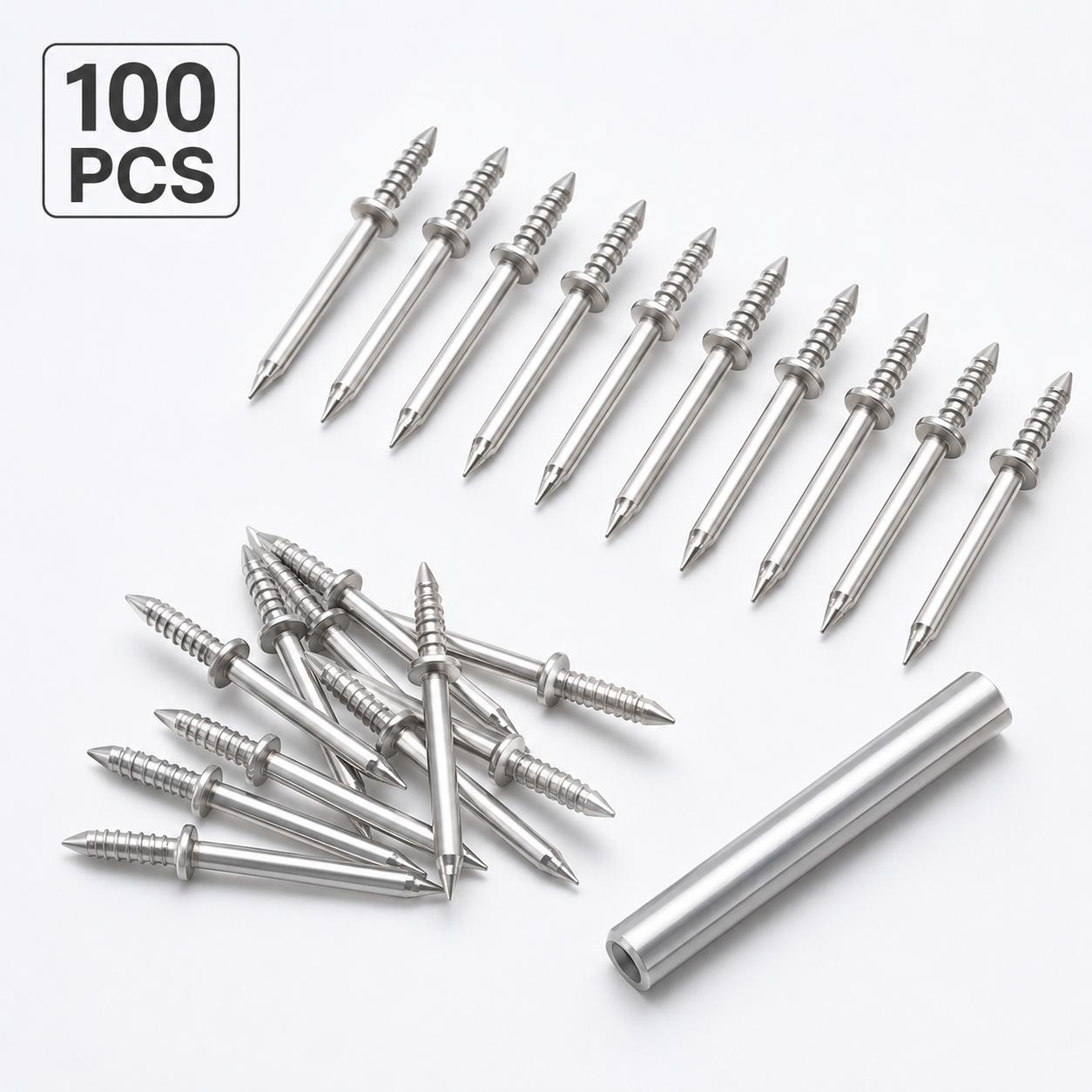 100PCS Invisible Double-Head Trim Nails, Seamless Baseboard Fastening Kit for Wall Panels, Moldings & Picture Hanging