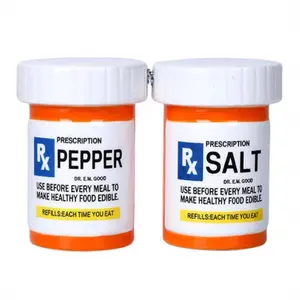 RX Pharmacy Presciption Bottles Ceramic Magnetic Salt and Pepper Shaker Set