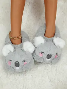 Women's Cartoon Koala Design Cute House Slippers Indoor for Galentineday Gift, Plush Bedroom Valentine's Cozy Fuzzy Slippers, Funny Novelty Fluffy Warm Slippers for Fall & Winter, Black Friday Deal for Girls, Wife, Footwear