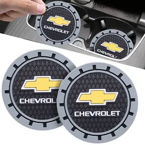 Custom Car Cup Coaster Mats with Embossed Logo - Chevrolet Universal Non-Slip Silicone Holder for Vehicle Drinks (TikTok Approved) anti-slip car Cup Coaster Pad
