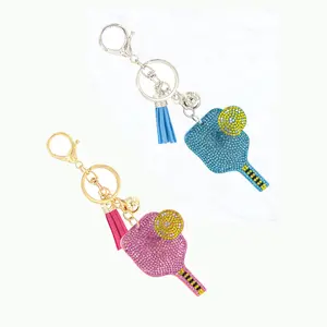 Pickleball Rhinestone Keychain