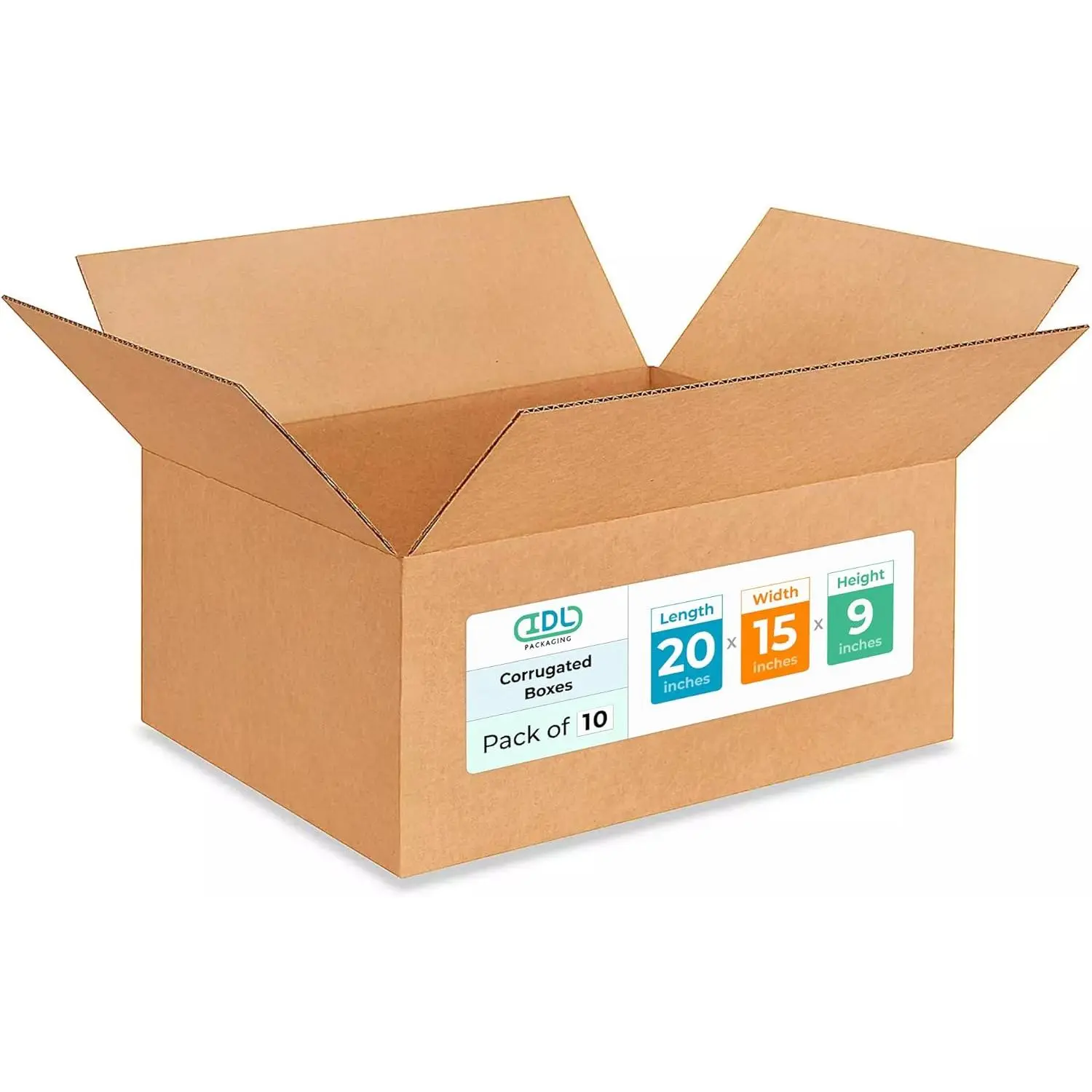 Large Moving & Shipping Boxes 20x15x9 inches (10-Pack) - Extra Strength 200 lb vs Regular - Corrugated Boxes for Packaging Moving Stuff - Large Box for USPS, FedEx - Moving Box by IDL Packaging