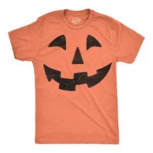 Pumpkin Face T-Shirt Funny Halloween Jack O Lantern Shirt Mens Funny T Shirts Cool Vintage Fashion T-Shirt Gift Classic Menswear Halloween Apparel for Men Novelty Tees for Guys Orange