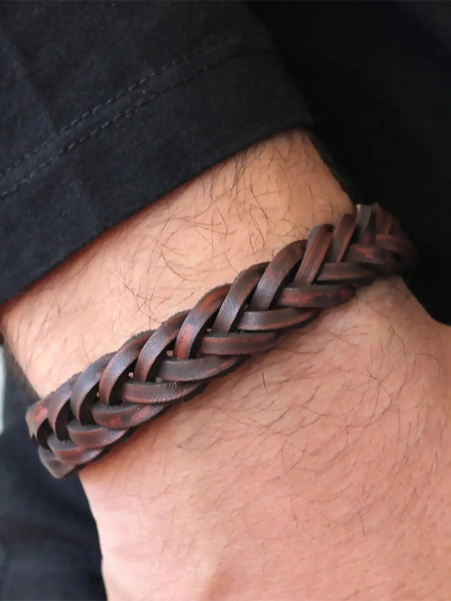 1pc, Braided Leather Bracelet Men, Rustic Leather Mens Bracelet, Gift for Him, Birthday Gift, Mens Leather Jewelry, Handcrafted Bracelet, Bracelets Accessories