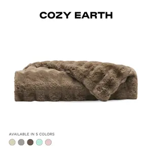 Cozy Earth Bubble Cuddle Blanket | Ultra-Soft Textured Faux Fur Blanket for Cozy Comfort