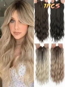 22 Inch Wavy Hair Topper for Thin Hair, Long Wave Hair Clips, Natural Crown Decoration, Heat Resistant Synthetic Hair, Lightweight Breathable Wig