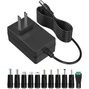 5V 2A AC Adapter Power Supply Charger [5 Volts 2 Amps Regulated Switching Power] with 11 Interchangeable DC Plug for 300mA 400mA 500mA 600mA 700mA 800mA 900mA 1000mA 1500mA 2000mA Equipment