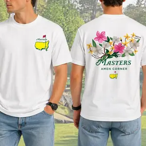 Masters Amen Corner Golf T-Shirt Augusta National Inspired Floral Graphic Tee Vintage Masters Tournament Shirt Golf Lover Gift Unisex Casual Spring Summer Golf Apparel Style