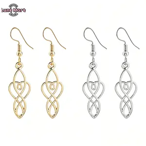Gold-plated or Titanium Steel Celtic Knot Dangle Earrings, Good Luck Irish Vintage Dangles for Women, Teardrop Earrings/Silver Earrings, Gold Earrings for Women