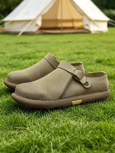 Men's Faux Suede Mules with Adjustable Buckle Strap, Comfortable Round Toe Mules, Slip-On Outdoor Casual Slingback Shoes,Comfortable Two-Way Slingback Office Shoes for Camping & Daily Wear, Walking Shoes, Big Size 10 11.5 11 12