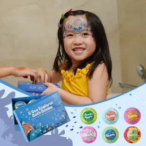 [RUBY VIBE CO] Sea Explorer Bath Bombs Kids Surprise Bath Bomb Set 6 Pack with Vibrant Fragrances Orange Green Apple Peach Vanilla Coconut Ocean Moisturizing Body Wash Body Care