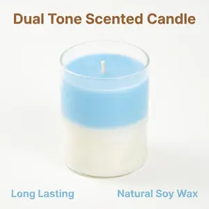 Blue & White Minimalist Scented Candle | Aesthetic Home Decor & Stress Relief Gift