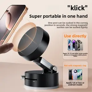 Multifunctional Vacuum Suction Cup Bracket Foldable Retractable Kitchen Lazy Vacuum Double-Sided Magnetic Phone Holder