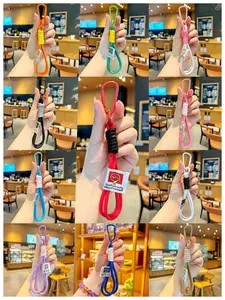 Handmade Multicolor Keychain, Backpack Decoration, Anti-Loss Keychain, Phone Accessory, Polyester Short Strap Pendant, Phone Case Keychain