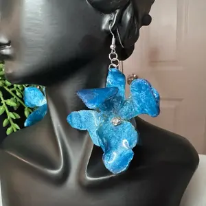 Handmade Blue Orchid Earrings for Women & Girls - Elegant Design with Unique Orchid Accents, Lightweight & Made with Real Orchids fashion creative jewelry earring acrylic dangle