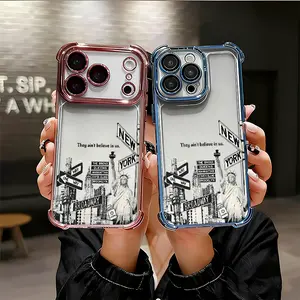 New York City Illustration Phone Case for iPhone 17 AIR 17 PRO 16 PRO 15  PRO MAX  14 PLUS 13 PRO 12 11 series (silicone softshell) airbag anti-drop and shockproofmobile phone protective case