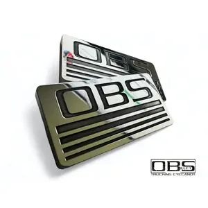 OBS - '4 Line' Classic Pillar Emblem - Machined Billet - Sold as a Pair