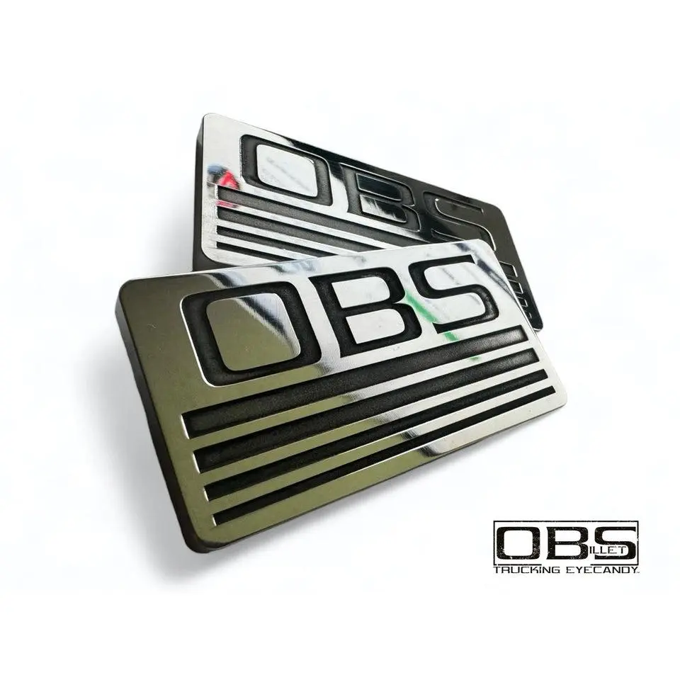 OBS - '4 Line' Classic Pillar Emblem - Machined Billet - Sold as a Pair