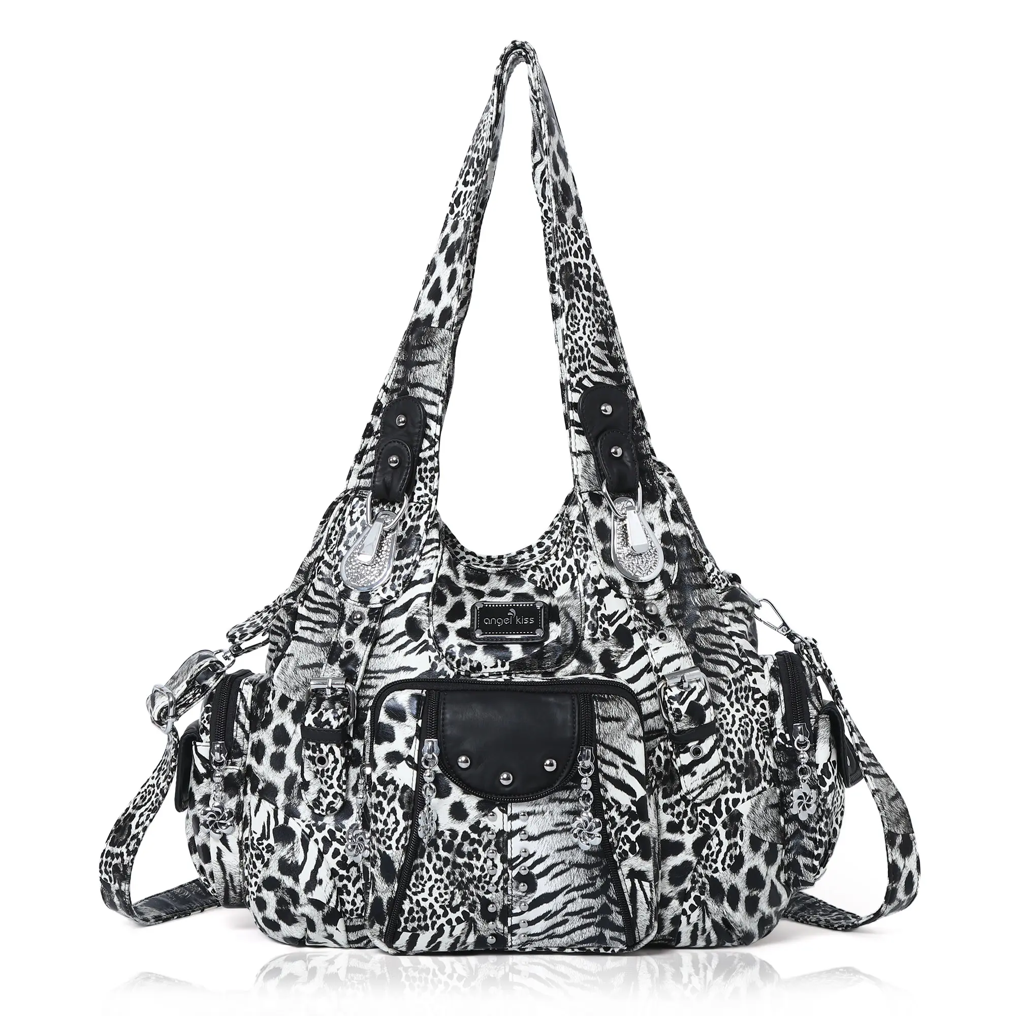 Angel Kiss High Quality Fashionable Elegant Large Hobo(13.2" x 4.5" x 10.7") Crossbody Shoulder Bag for Women - Soft PU Leather, Adjustable Shoulder Strap, Multiple Pockets, Anti-Theft Back Zipper, Casual Hobo Crossbody Purse,