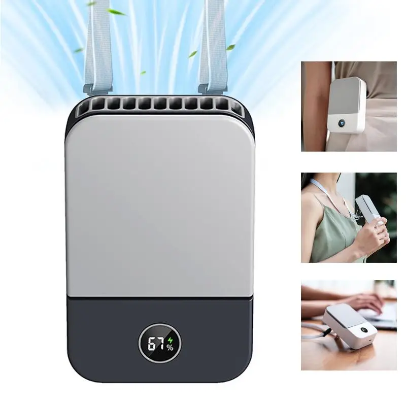 Outdoor Portable Rechargeable Neck Fan, USB Rechargeable Bladeless Neck Fan, Handheld 3-speed Adjustable Fan, Household Appliances for Home Office Out