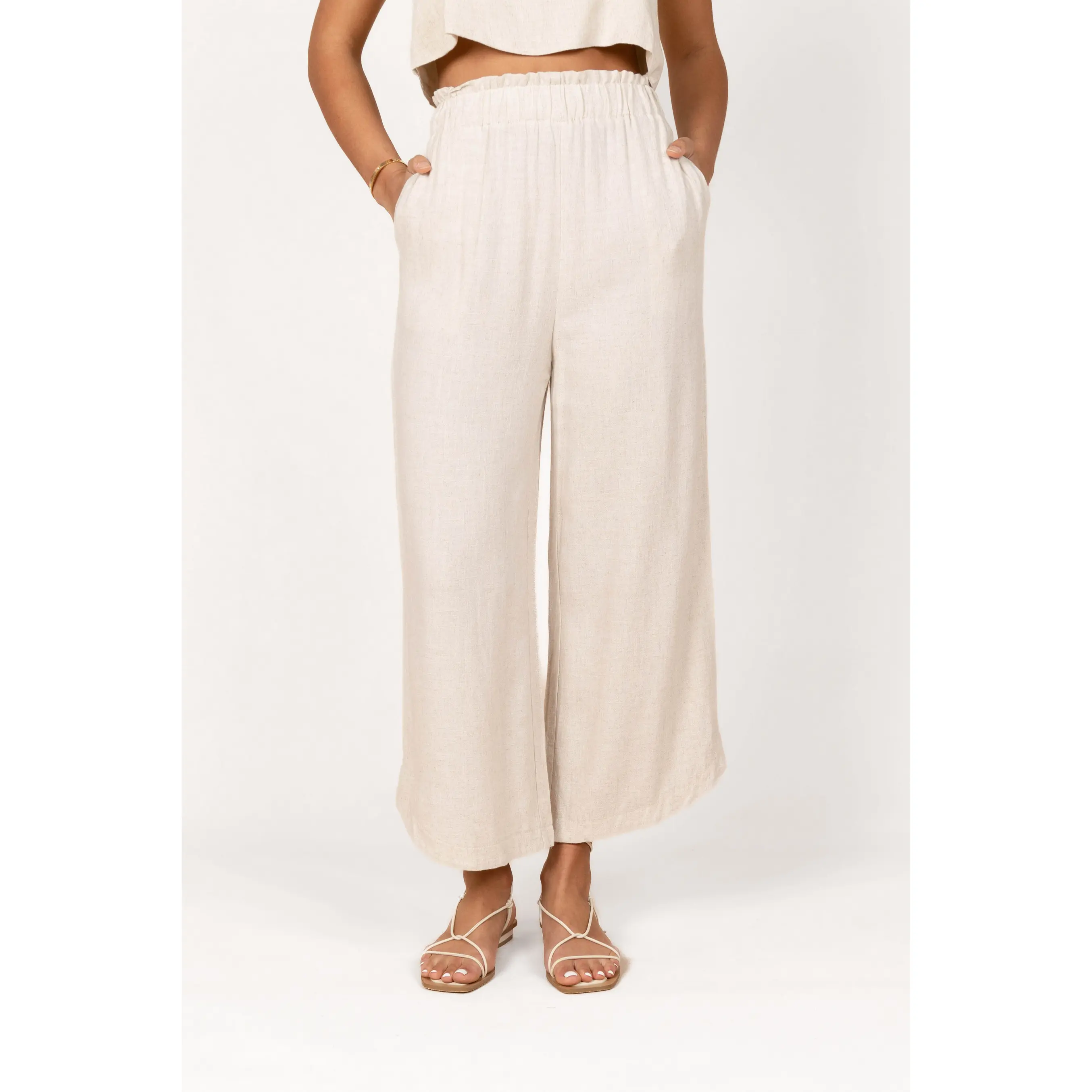 Eleanor High Waisted Pants - Beige