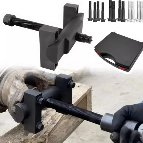 1" Impact Heavy Duty Yoke Puller 10803 Tool Kit Set - With Storage, Forcing Screw, YZ Flange Bolt, Pull Bar, 2x Combined Cap - Mechanics' Tools for Semi, Class 6-8 Trucks & Equipment - Garage Vehicle Maintenance Accessory (Father’s Day Gift Option)