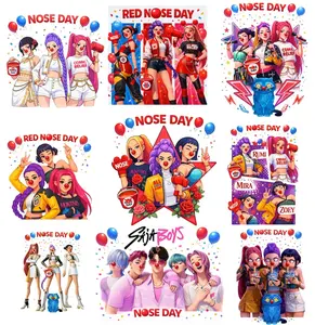 Comfort Color K Pop Red Nose Day Bundle, Kpop Cartoon T SHirt, Red Nose Day Shirt, T Shirt Sticker Craft