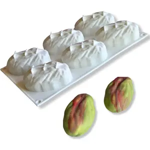 Professional 3D Pistachio Mousse Cake Mold – Premium Food-Grade Silicone Baking Tool for Viral Fruit-Shaped Pastries,6-Cavity, 3.4 oz per Cavity, for Mousse, Entremets and Chocolate Work Desserts