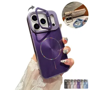 For iPhone 17 Pro Max 16 15 14 13 Pro Max Case with Built-in Camera Stash Stand, Compatible with MagSafe, Slim Fit & Lightweight, Magnetic Shockproof Cover