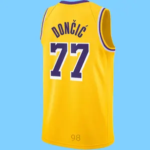 Luka Dončić Men's Sleeveless stitched Basketball Jersey Gold