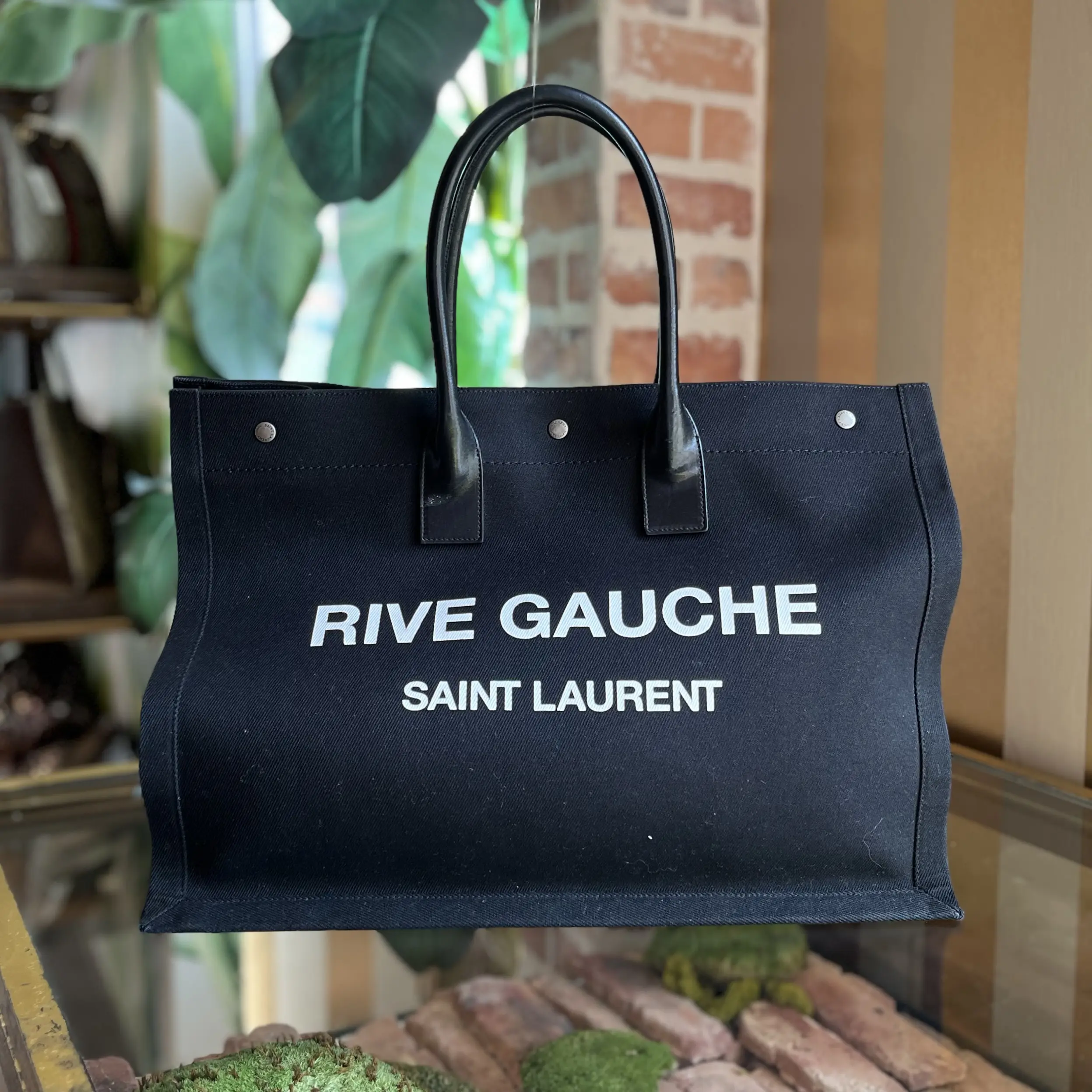 Pre-owned Yves Saint Laurent canvas Tote Bags SAINT LAURENT Rive Gauche Black Tote
