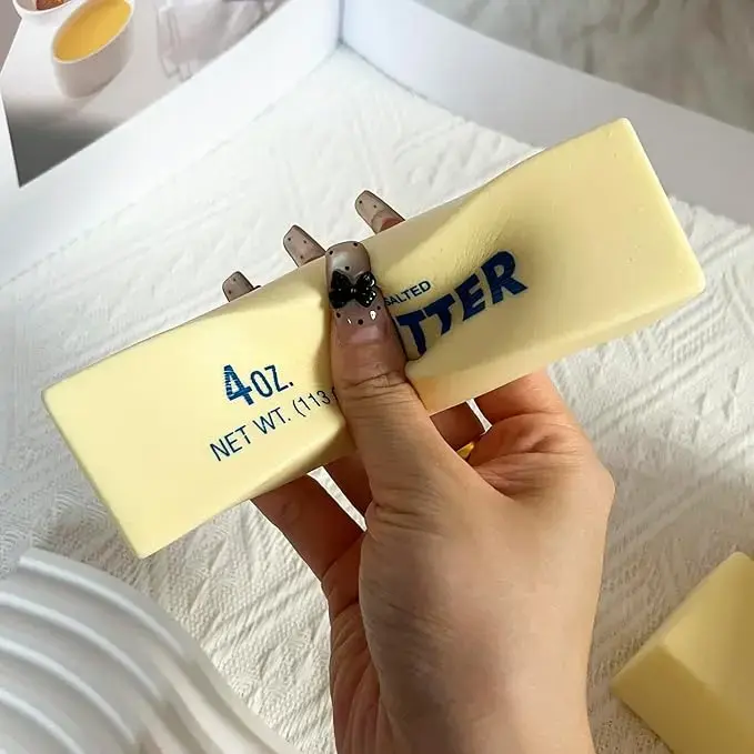 Slow Rising Butter Stick Squishy | 5.5" Squeeze Sensory Fidget Toy | Viral ASMR Fake Food Stress Reliever, Decompression Squeeze, Squishy Sensory Play