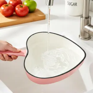 9.2 Inch Enameled Cast Iron Heart Shaped Frying Pan,  Nonstick Heart Skillet for Oven and Stovetop, Valentine's Day Romantic Cooking