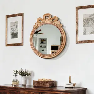 Small Retro Circular Mirror Antique Decorative Gold Color for Desks and Walls Makeup Mirror Wall Decoration Vintage Charm，9.9X11 Large