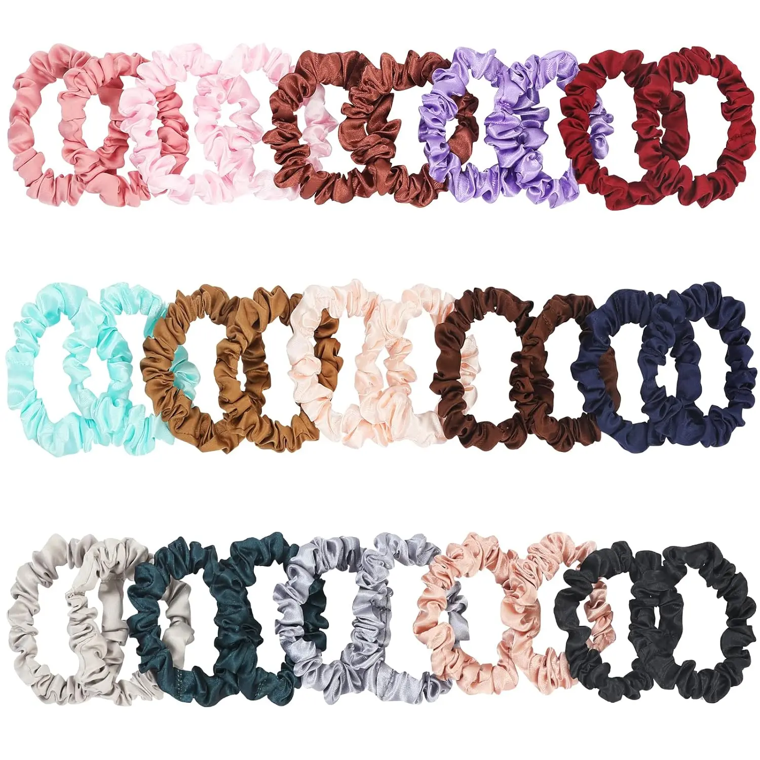 30 count Small Silk Satin Hair Scrunchies, Hair Ties for Women Girls Hair Accessories  (Multicolor A)