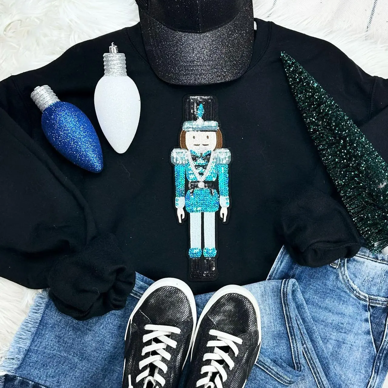 BLUE Nutcracker Sequins Embroidered Patch