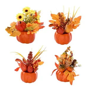 Pumpkin with Flowers Table Centerpieces Photo Props Fall Pumpkin Centerpiece