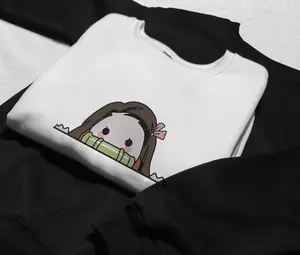 Nezuko Embroidered Sweatshirt Kimetsu no Yaiba Cute Chibi Demon Slayer Shirt