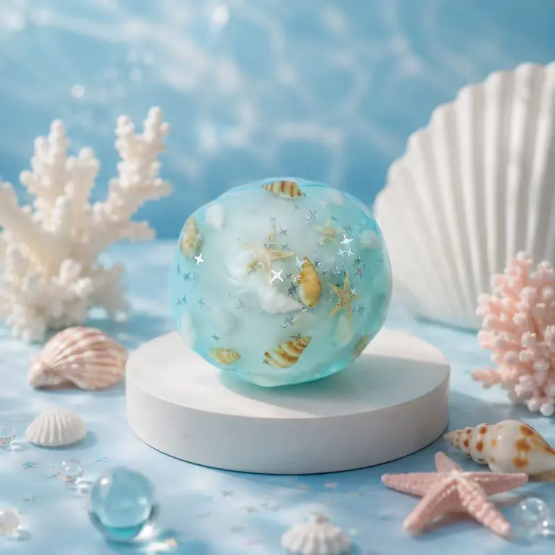 Pawtoto Ocean Theme Plastic Body Decompression Ball - White Crunchy Inside Fidget Sensory Fingertoy, Anxiety Relief Toy for Above 12 Teens & Adults