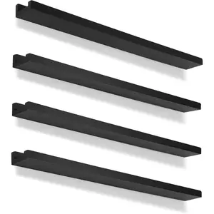 Picture Shelves for Wall,Long Floating Ledge Set of 4,Narrow Large  Rustic Photo Frames Vinyl Record Storage Display   Bookshelf Decor for Living Room Bedroom Kitchen,36'',Black
