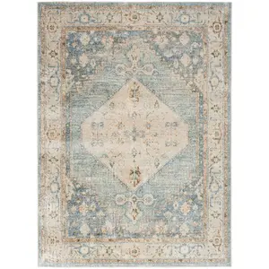 Nourison Home Astra Machine Washable ASW11 Silver Blue Traditional Power-loomed Rug