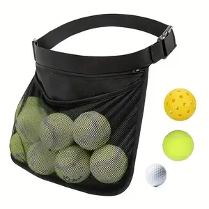 Adjustable tennis stand Pickleball golf waist bag, multifunctional mesh hip sports accessory, can accommodate 8-10 balls, perfect for cyclingRAIMENTRY