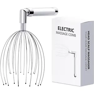Head Massager Scalp, Vibrating Electric Scalp Massagers, Battery Powered Head Scratchers Massager Whisk Hair Massage Relax Tool with 20 Metal Fingers for Stress Relief, ldeal Gift for Women & Men