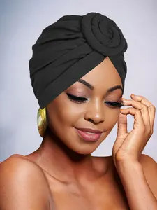 Soft Elastic African Style Turban Hat, Women No-Twist Head Wrap, Comfortable Head Cover for Daily Wear