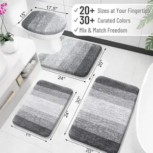 New Deal - Bathroom Rugs Mat 30x20 Extra Soft Absorbent Microfiber Bath Rugs with Rubber Backing Quick Dry Machine Washable for Bathroom Floor Tub Shower Grey